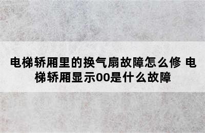 电梯轿厢里的换气扇故障怎么修 电梯轿厢显示00是什么故障